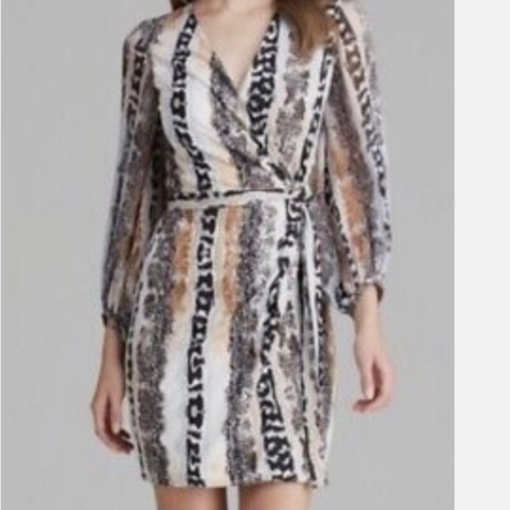 DIANE VON FURSTENBERG DVF SIGOURNEY SNAKE PRINT SILK JERSEY WRAP